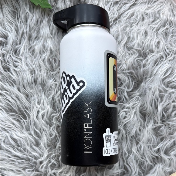 Iron Flask Black and Gray Water Bottle with Fun Stickers - Picture 2 of 7